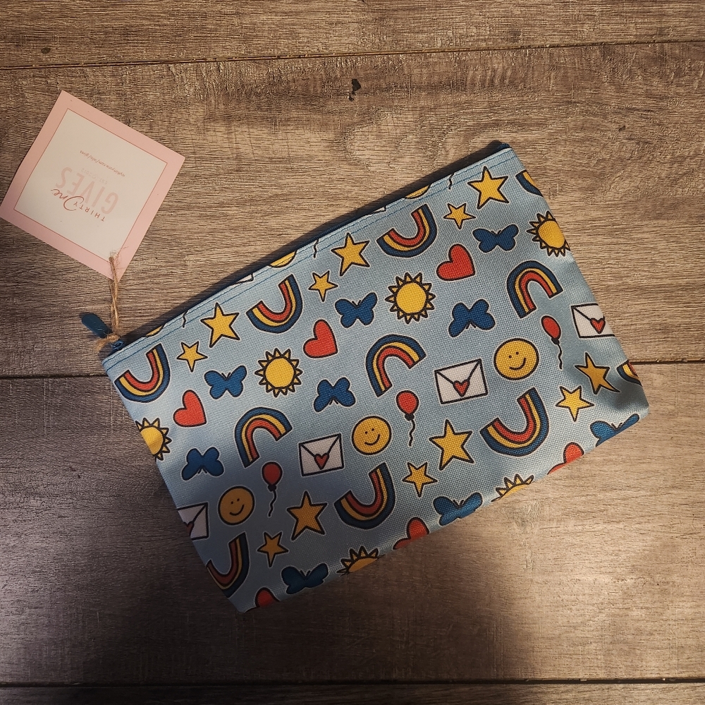 BUNDLE FOR INDOMABLE Thirty-One Blue Cosmetic Bag with Colorful Icons